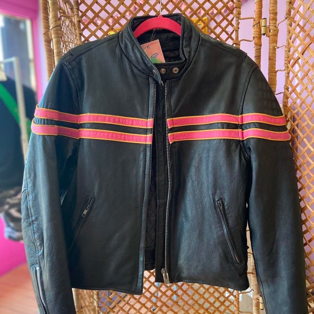 Y2K leather racer jacket